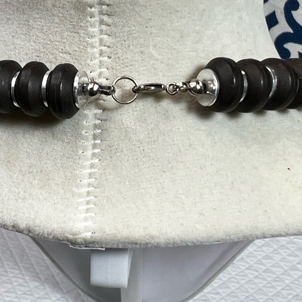 Handcrafted Bog Oak Bead Dark Gray-Toned Wood Beaded - Picture 6 of 6